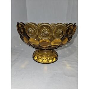 L.E. Smith Kemple Amber Footed Bowl